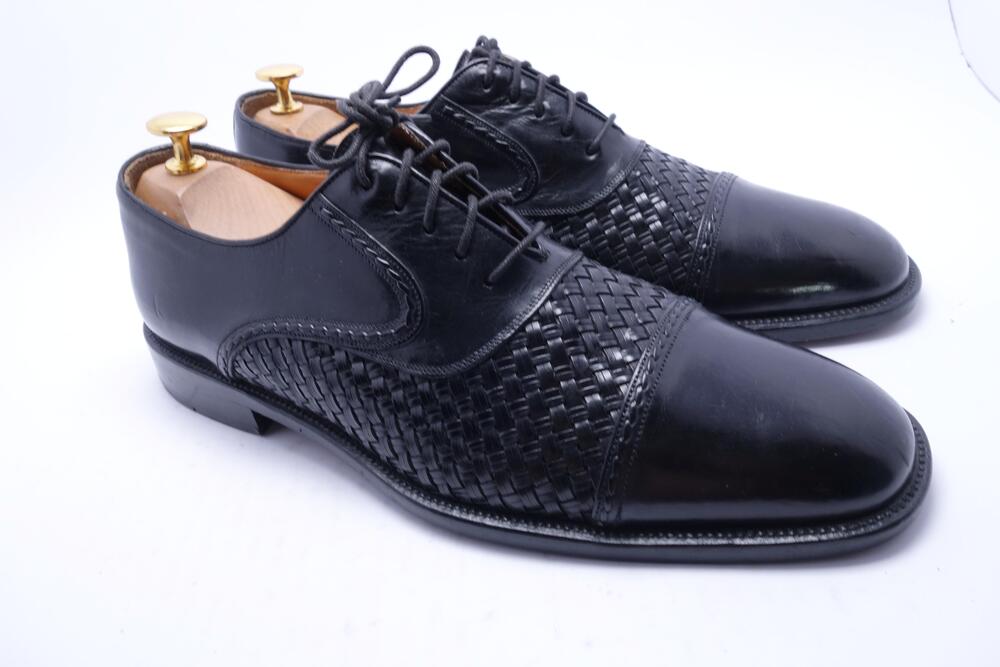 Mezlan San Juan Shoes Mens Size 10 M Black Woven Leather Cap Toe Oxford Dress